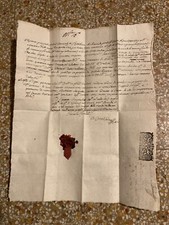 RARO ANTICO documento manoscritto XVIII secolo con reliquia: Splendido sigillo in cera!