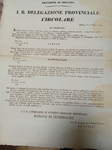 Antico documento belluno - antico, 1849