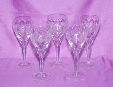 ANTICO SERVIZIO 5 BICCHIERI VINO VETRO CRISTALLO LAVORATO   