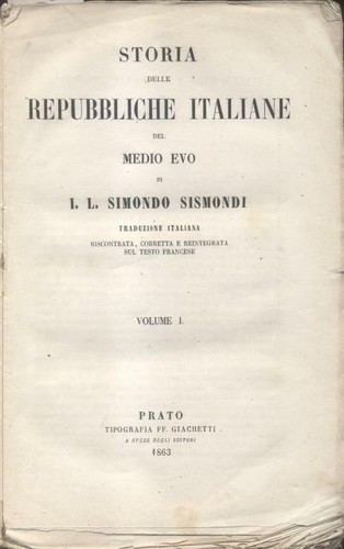 Sismondi storia delle - sismondi.,
