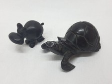 Coppia di soprammobili in legno tartaruga e ippopotamo collezione arredamento