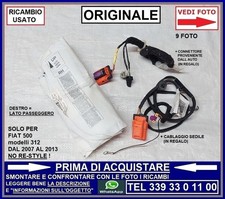AIRBAG SEDILE DX DESTRO PASSEGGERO ORIGINALE FIAT 500 mod 312 2007-2013