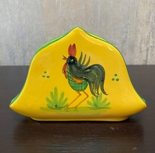 Tovagliolo/porta lettere giallo ceramica arte Italia gallo dipinto a mano