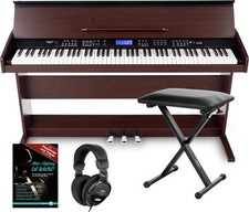 Pianoforte Digitale 88 Tasti Dinamici 360 Suoni USB MIDI Mp3 Panca Cuffie Marron