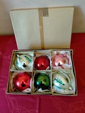 6 Antiche Palline In Vetro Per Albero Di Natale Addobbi Vintage anni 60/70 