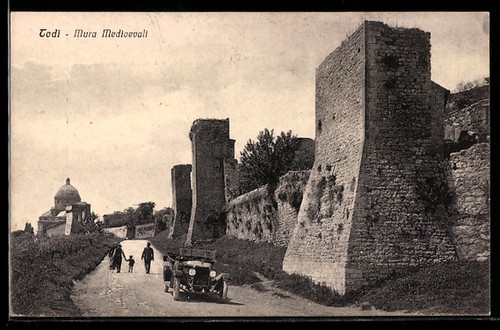 Cartolina todi mura - cartolina, todi,