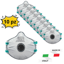 10 Pz Mascherine FFP3 con valvola ed elastici certificate DPI Made in Italy