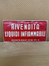 Insegna Tabella  Pubblicitario Rivedita Liquidi Infiammabili Epoca Collezione