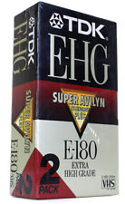 TDK E-HG E-180 lotto 2 videocassette videoregistratore VHS nuovo (Rif#N-372)