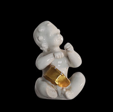 STATUINA Angioletto Putto Capodimonte Porcellana Bianca N Coronata Vintage Mini