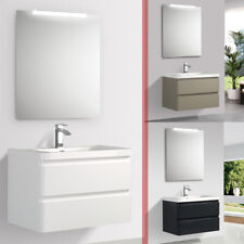 MOBILE BAGNO SOSPESO 100 LEGNO BIANCO GRIGIO TAUPE CON LAVABO SPECCHIO LED MEG