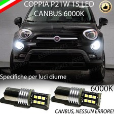 COPPIA LUCI DIURNE DRL 15 LED P21W CANBUS FIAT 500X 6000K FINO AL 2016 NO ERROR