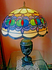 TIFFANY Lampada tavolo stile liberty fedele riproduz base bronzo vetro americano
