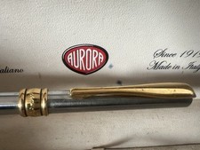 🔴 AURORA penna sfera Magellano cromata profili dorati pubblicitaria scatola A