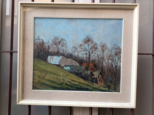 Quadro olio tela case - -,