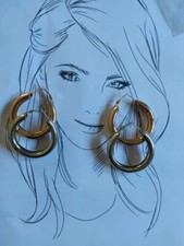 Set 2 paia orecchini donna cerchio vintage oro argento gioielli bigiotteria