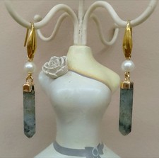 Orecchini Acciaio Perla E Labradorite