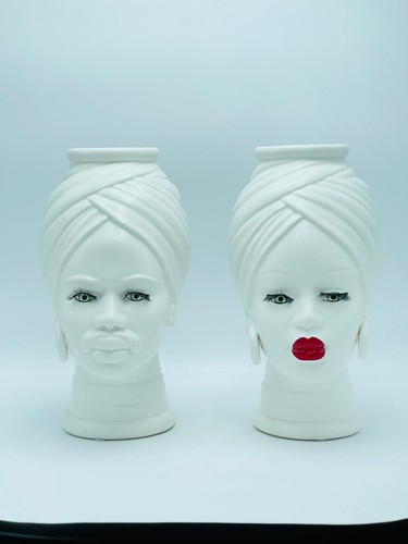 Coppia statue teste moro - di,