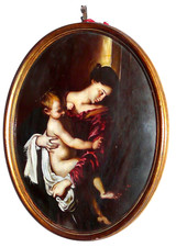 QUADRO dipinto a mano riproduzione MADONNA DEL CARAVAGGIO  cm 24x30 arte