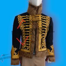 Giacca Dolma stile militare napoleonico Pelisse Hussars nera nuova con spedizione veloce