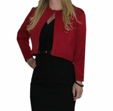 Giacca bolero donna pdk rosso taglia m xl con strass elegante maniche lunghe