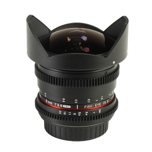 Obiettivo samyang 8mm 8 - obiettivo, t3.8