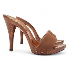 Zoccoli handmade alti in CAMOSCIO - KM7203 CAM MARRONE