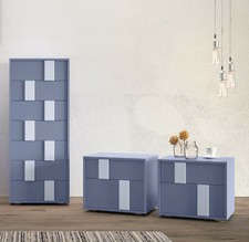 GRUPPO SETTIMINO + 2 COMODINI MANIGLIE A SBALZO IN LEGNO LACCATO/NOBILITATO 1840