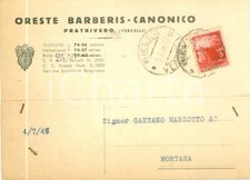 1946 BIELLA Oreste BARBERIS Canonico PRATRIVERO *Cartolina FG VG