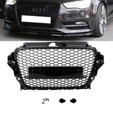 Griglia radiatore design a nido d'ape nera lucida + PDC adatta per Audi A3 8V 12-16 non RS3