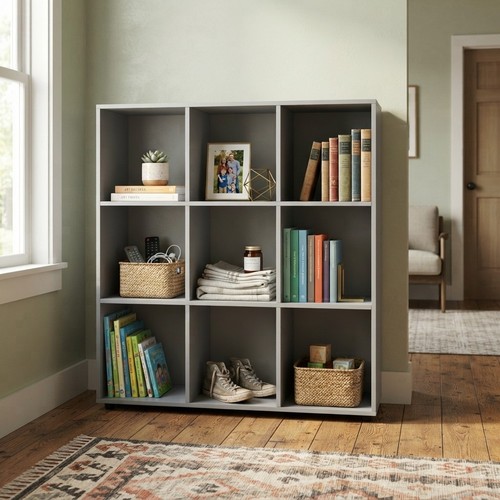 Libreria cubo grigio legno - grigio,