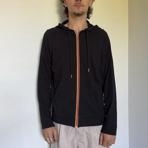 Felpa nera con cappuccio zip - con, e