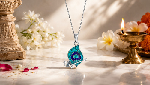 Collana con ciondolo - piuma, di