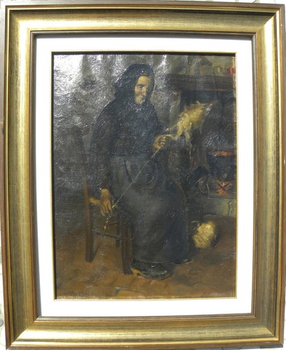 Anziana bergamasca con fuso - anziana,