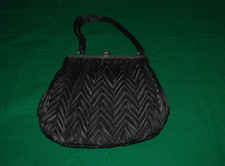 Borsa donna da sera in raso, Nero, vintage anni 60, usata