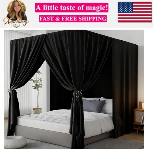 Tende letto baldacchino nere - a,
