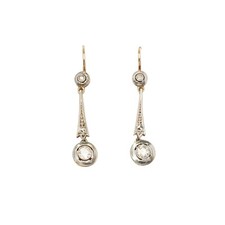 Orecchini pendenti Deco' con diamanti taglio antico in oro e platino