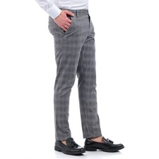 Pantalone Uomo Quadri Principe Galles Jeans Cotone Leggero Chino Elasticizzato