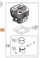 KIT CILINDRO E PISTONE COMPLETO DECESPUGLIATORE OLEOMAC BC300S/320S