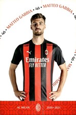 cartolina postcard Calcio Milan 2020/21 - Mateo Gabbia