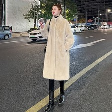 Cappotto donna pelliccia visone stand up invernale nuovo pelliccia sciolto dimagrante spesso giacche lunghe