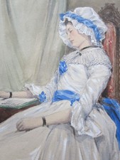 Splendido dipinto antico c.1857, ritratto di dama addormentata