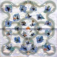 Sciarpa Hermes Gavroche Carres Volants seta bianca multicolore 16,5 pollici