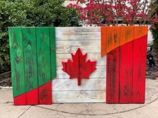 Bandiera italiana Canada in legno casetta cortile veranda fatta a mano decora...