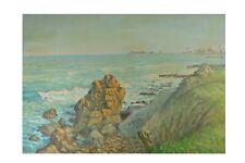 Dipinto ad Olio Macchiaioli Scoglio Ballerina, Livorno 50x35 Millus Mario Illusi