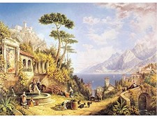 Bellissimo dipinto 50 x 70 Paesaggio – Quadro barocco antico Riproduzione Rinasc