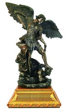 Statua Di San Michele Arcangelo Italfama 73Cm Bronzo Resina Base Dorata Italia
