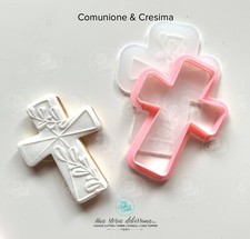 Cornice Comunione Cresima Croce Foglie A Rilievo Formine Biscotti 9cm