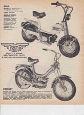 advertising Pubblicità CICLOMOTORI TESTI PULL-CRICKET 1970 -CICLOMOTORI ITALIANI