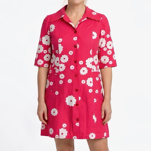 Abito camicia rosa floreale